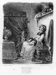 Marguerite in ihrem Zimmer, aus Goethes Faust (Illustration)